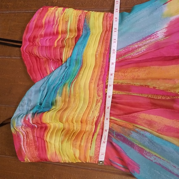 Laundry By Shelli Segal Multi Color Chiffon Strapless High Low Maxi Dress - Picture 7 of 13